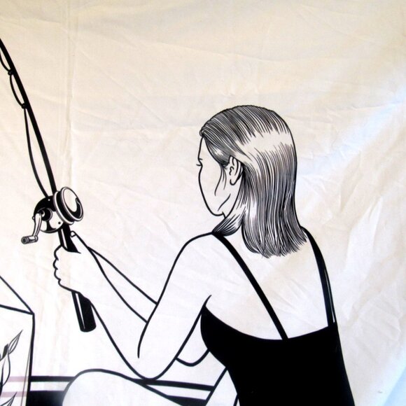 Henn Kim Woman Fishing in a Tea Cup Wall Hanging, Society6, 50.5" x 60.5"   D890 - Picture 5 of 8